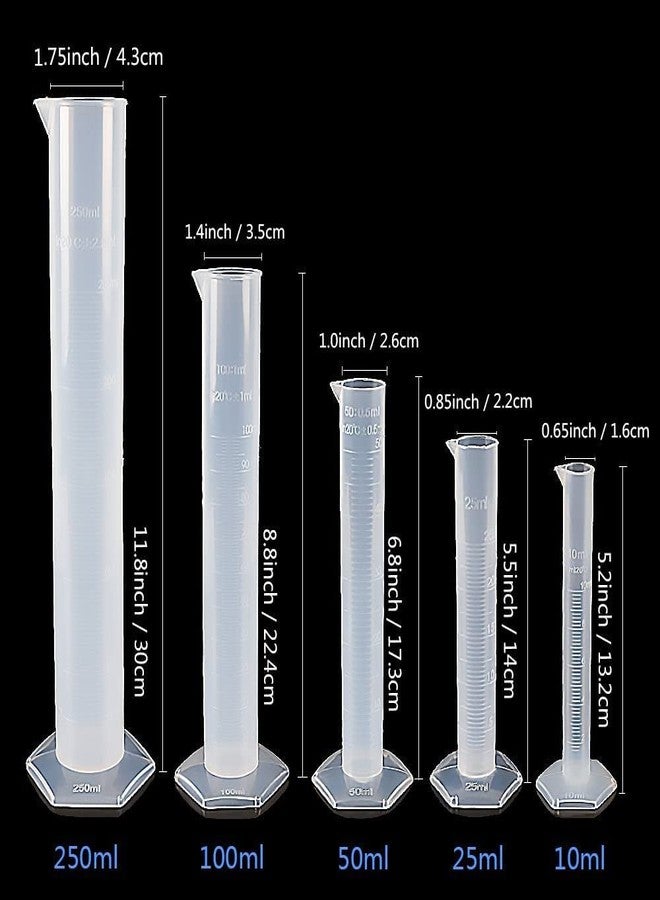 SPYLX Plastic Graduated Cylinders & Plastic Beakers 5pcs Plastic Graduated Cylinders 10ml 25ml 50ml 100ml 250ml & 5pcs Plastic Beakers 50ml 100ml 250ml 500ml1000ml Clear 10pcs - Image 3